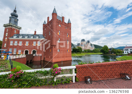 Huis Ten Bosch castle in Sasebo against blue sky, Nagasaki 136276598