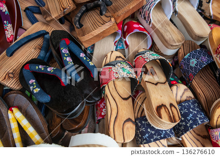 Geta wooden sandals sale at Mamedamachi shopping street, Hita 136276610