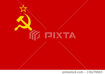 Union of Soviet Socialist Republics, USSR, vector flag in official colors and 3-2 aspect ratio. 136276663