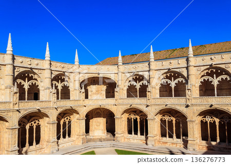 Courtyard of the Jeronimos monastery in Lisbon, Portugal Courtyard of the Jeronimos monastery in Lisbon, Portugal 136276773