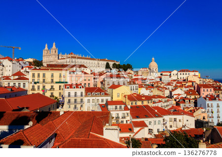 View of Alfama, the oldest neighborhood of Lisbon, from Santa Luzia viewpoint in Lisbon, Portugal View of Alfama, the oldest neighborhood of Lisbon, from Santa Luzia viewpoint in Lisbon, Portugal 136276778