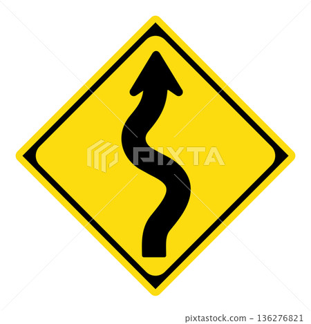 Warning sign: Right-hand zigzag Warning sign: Right-hand zigzag 136276821