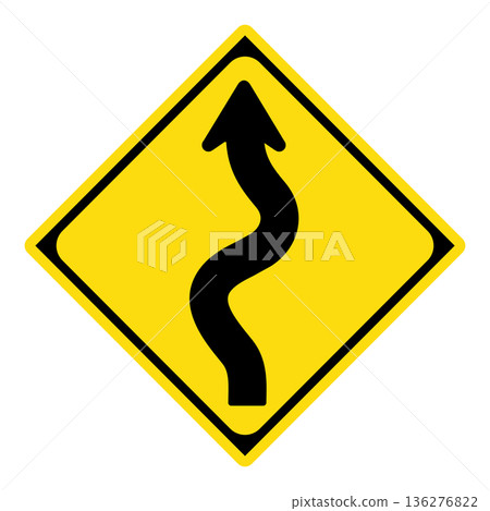警告標誌:前方左轉 警告標誌:前方左轉 136276822