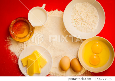 Preparation for baking, bake ingredients. 136277080