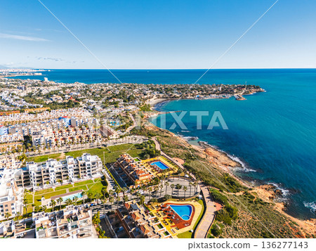 Aerial view Cabo Roig coastal town on southern Costa Blanca Aerial view Cabo Roig coastal town on southern Costa Blanca 136277143