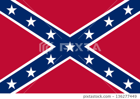 Confederate battle vector flag in official colors and 3-2 aspect ratio. 136277449