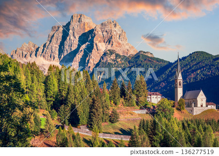 Dolomites Alps, Italy. Colle Santa Lucia, Mount Pelmo landscape of South Tyrol region. Dolomites Alps, Italy. Colle Santa Lucia, Mount Pelmo landscape of South Tyrol region. 136277519