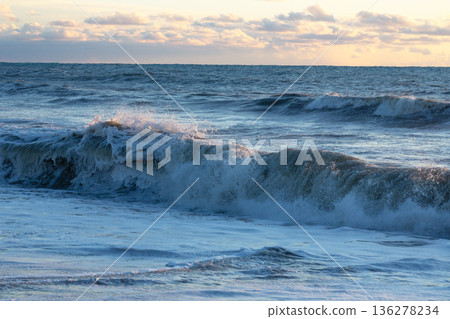 The Black Sea, a storm. Russia, Sochi, Adler The Black Sea, a storm. Russia, Sochi, Adler 136278234