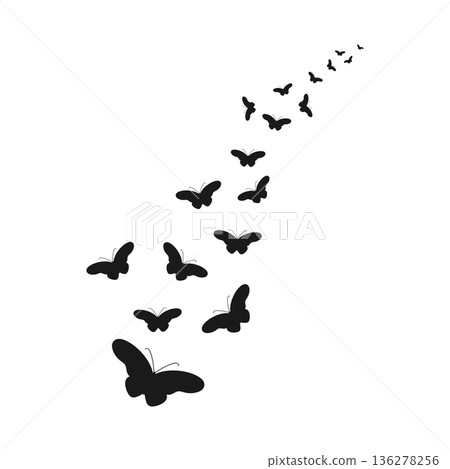 Sky background with clouds and flying butterflies. Vector illustration Sky background with clouds and flying butterflies. Vector illustration 136278256