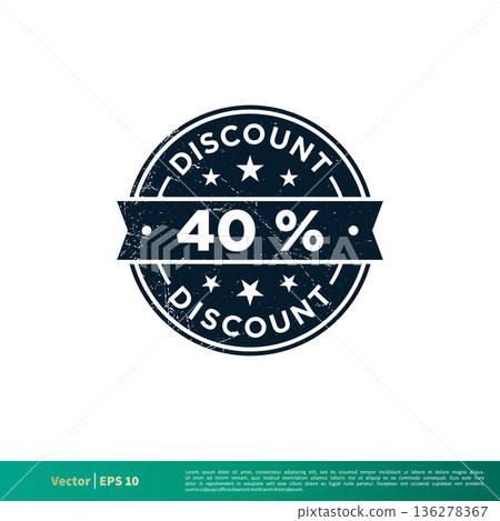 40 percent Discount Stamp Icon Vector Template Illustration Design. Vector EPS 10. 136278367