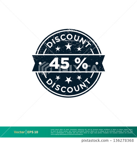 45 percent Discount Stamp Icon Vector Template Illustration Design. Vector EPS 10. 136278368