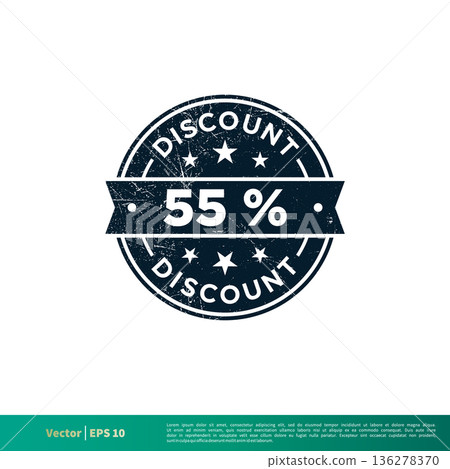 55 percent Discount Stamp Icon Vector Template Illustration Design. Vector EPS 10. 55 percent Discount Stamp Icon Vector Template Illustration Design. Vector EPS 10. 136278370