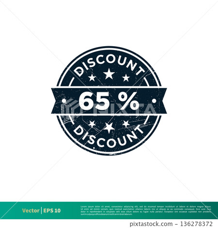 65 percent Discount Stamp Icon Vector Template Illustration Design. Vector EPS 10. 136278372
