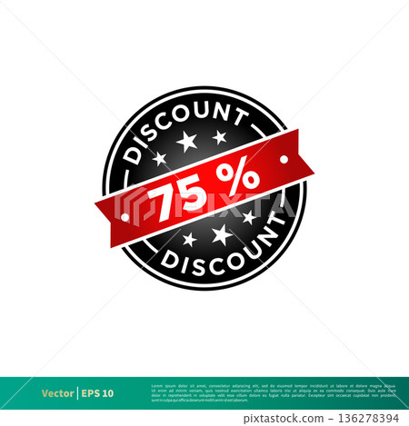 75 percent Discount Stamp Icon Vector Template Illustration Design. Vector EPS 10. 75 percent Discount Stamp Icon Vector Template Illustration Design. Vector EPS 10. 136278394
