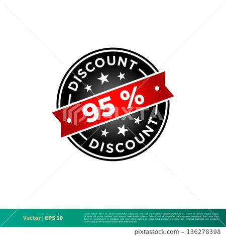 95 percent Discount Stamp Icon Vector Template Illustration Design. Vector EPS 10. 136278398