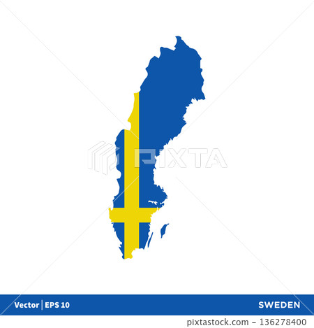 Sweden - Europe Countries Map and Flag Vector Icon Template Illustration Design. Vector EPS 10. Sweden - Europe Countries Map and Flag Vector Icon Template Illustration Design. Vector EPS 10. 136278400