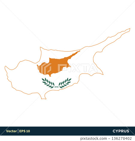 Cyprus - Europe Countries Map and Flag Vector Icon Template Illustration Design. Vector EPS 10. 136278402