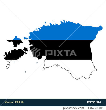 Estonia - Europe Countries Map and Flag Vector Icon Template Illustration Design. Vector EPS 10. Estonia - Europe Countries Map and Flag Vector Icon Template Illustration Design. Vector EPS 10. 136278405