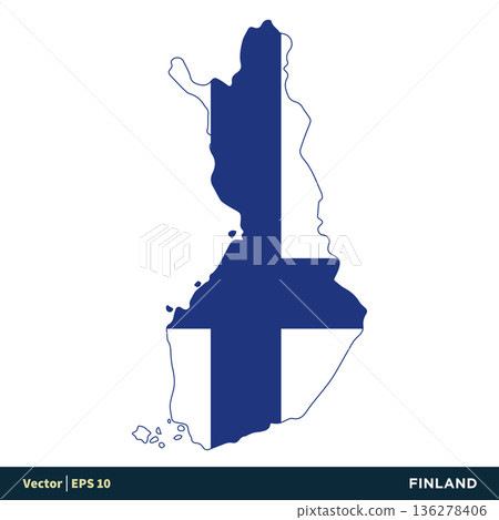 Finland - Europe Countries Map and Flag Vector Icon Template Illustration Design. Vector EPS 10. Finland - Europe Countries Map and Flag Vector Icon Template Illustration Design. Vector EPS 10. 136278406