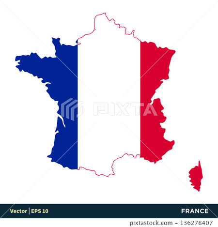 France - Europe Countries Map and Flag Vector Icon Template Illustration Design. Vector EPS 10. France - Europe Countries Map and Flag Vector Icon Template Illustration Design. Vector EPS 10. 136278407