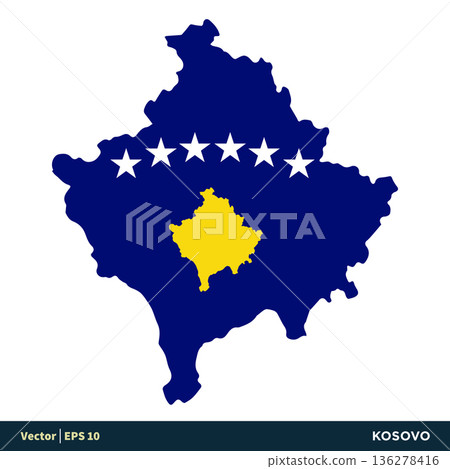 Kosovo - Europe Countries Map and Flag Vector Icon Template Illustration Design. Vector EPS 10. Kosovo - Europe Countries Map and Flag Vector Icon Template Illustration Design. Vector EPS 10. 136278416