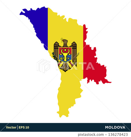 Moldova - Europe Countries Map and Flag Vector Icon Template Illustration Design. Vector EPS 10. Moldova - Europe Countries Map and Flag Vector Icon Template Illustration Design. Vector EPS 10. 136278423