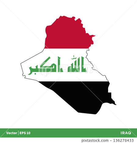 Iraq - Asia Countries Map and Flag Icon Vector Logo Template Illustration Design. Vector EPS 10. 136278433