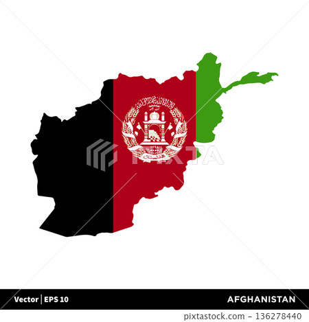 Afghanistan - Asia Countries Map and Flag Icon Vector Logo Template Illustration Design. Vector EPS 10. Afghanistan - Asia Countries Map and Flag Icon Vector Logo Template Illustration Design. Vector EPS 10. 136278440