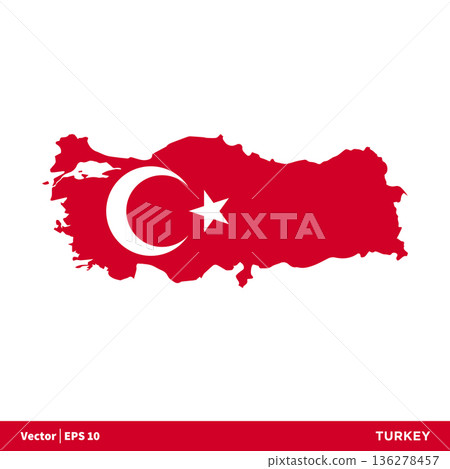 Turkey - Europe Countries Map and Flag Vector Icon Template Illustration Design. Vector EPS 10. 136278457