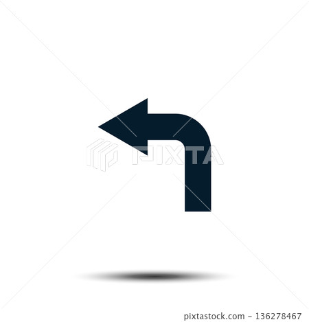 Turn Left Sign Icon Vector Logo Template. Arrow Pointer Flat Design Turn Left Sign Icon Vector Logo Template. Arrow Pointer Flat Design 136278467