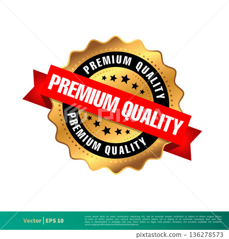 Premium Quality Gold Seal Stamp Vector Template Illustration Design. Vector EPS 10. Premium Quality Gold Seal Stamp Vector Template Illustration Design. Vector EPS 10. 136278573