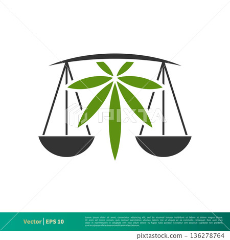 Cannabis Marijuana and Scale of Justice Icon Vector Logo Template Illustration Design. Vector EPS 10. 136278764