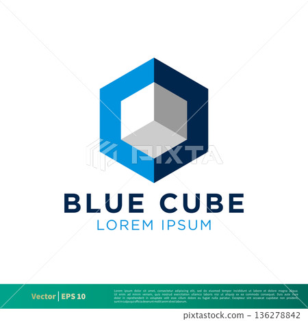 Hexagon Blue Cube Vector Icon Logo Template Illustration Design. Vector EPS 10. 136278842