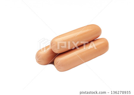 Sausages isolated on white background Sausages isolated on white background 136278935