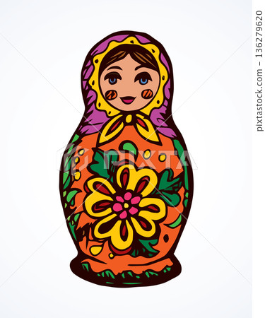 Vector drawing. Nested doll Vector drawing. Nested doll 136279620