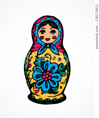 Vector drawing. Nested doll 136279621