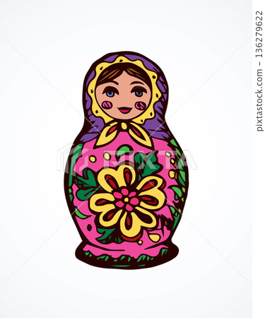Vector drawing. Nested doll Vector drawing. Nested doll 136279622