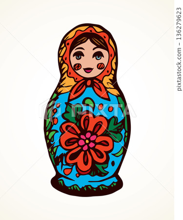Vector drawing. Nested doll Vector drawing. Nested doll 136279623