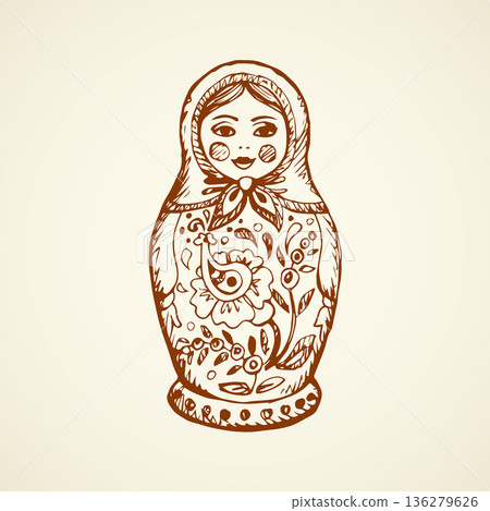 Vector drawing. Nested doll Vector drawing. Nested doll 136279626