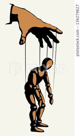 Man is a puppet. Vector drawing Man is a puppet. Vector drawing 136279627