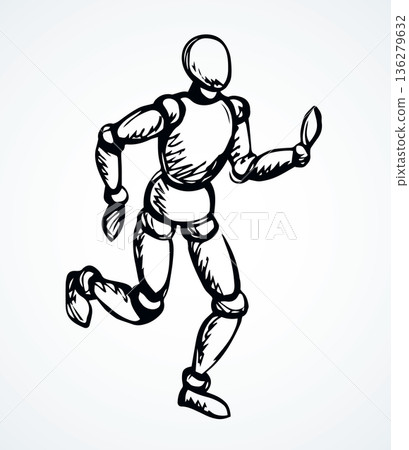 Man is a puppet. Vector drawing 136279632