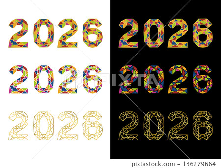 [Vector] 2026 New Year Logo Typography Futuristic Design Numbers Editable Banner Design Material 136279664
