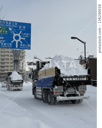 傾倒積雪的卡車 傾倒積雪的卡車 136280016