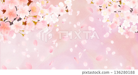 Background material of cherry blossoms with falling petals Background material of cherry blossoms with falling petals 136280188