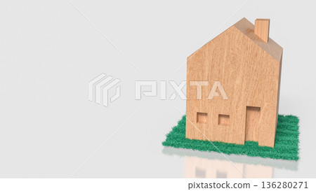 Minimal Wooden House Model for Real Estate Concept 3d render. Minimal Wooden House Model for Real Estate Concept 3d render. 136280271