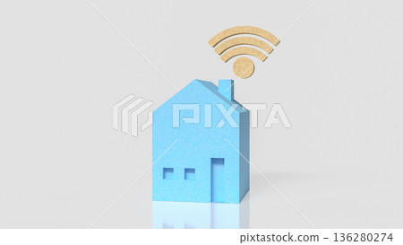 Smart Home Wireless Internet Connectivity Technology Concept 3d render. 136280274
