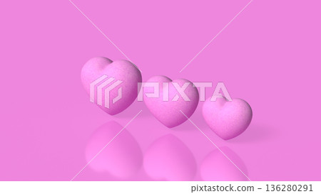 Pink Heart Love Emotion Concept Minimal Background 3d render. 136280291
