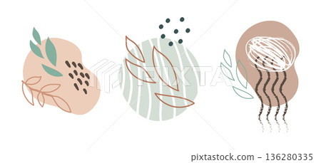 Graphic collection of abstract leaves and spots vector illustration Graphic collection of abstract leaves and spots vector illustration 136280335