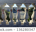 Lucky bracelets attached to the balustrade of a terrace overlooking one of the squares. 136280347