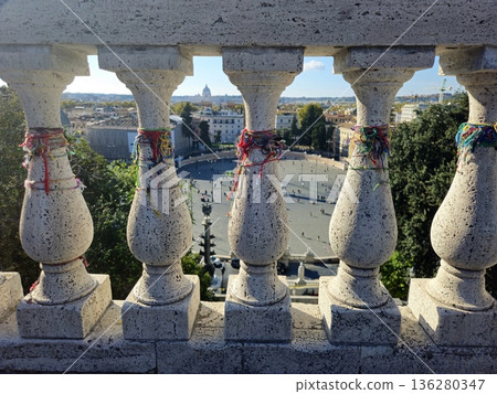 Lucky bracelets attached to the balustrade of a terrace overlooking one of the squares. Lucky bracelets attached to the balustrade of a terrace overlooking one of the squares. 136280347